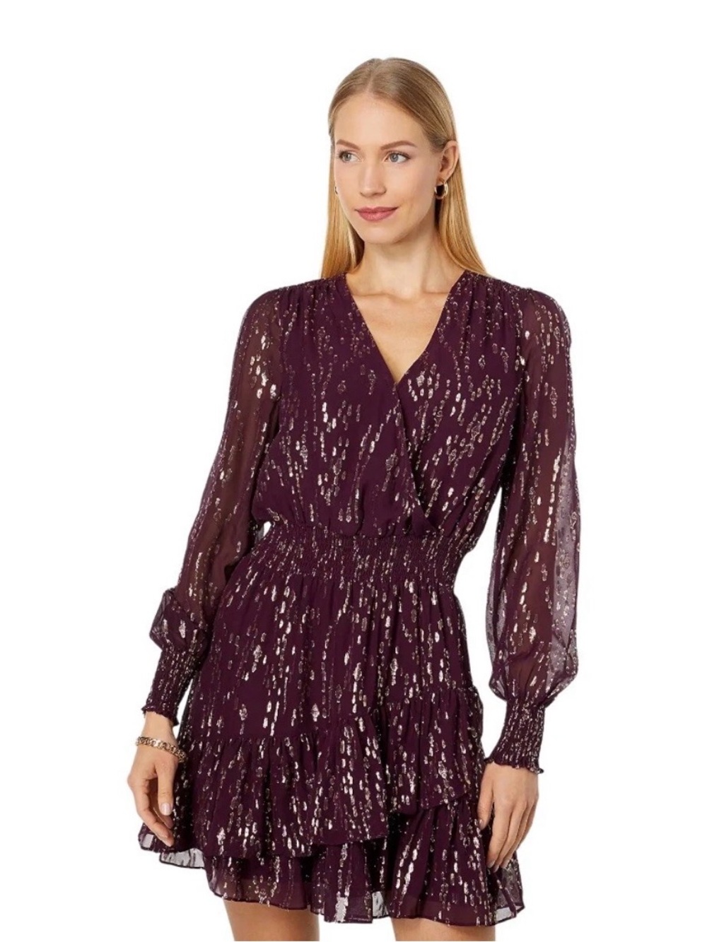 Lilly Pulitzer Cristiana Silk Dress Long Sleeve Cherry Red Gold Women Size 0 NWT